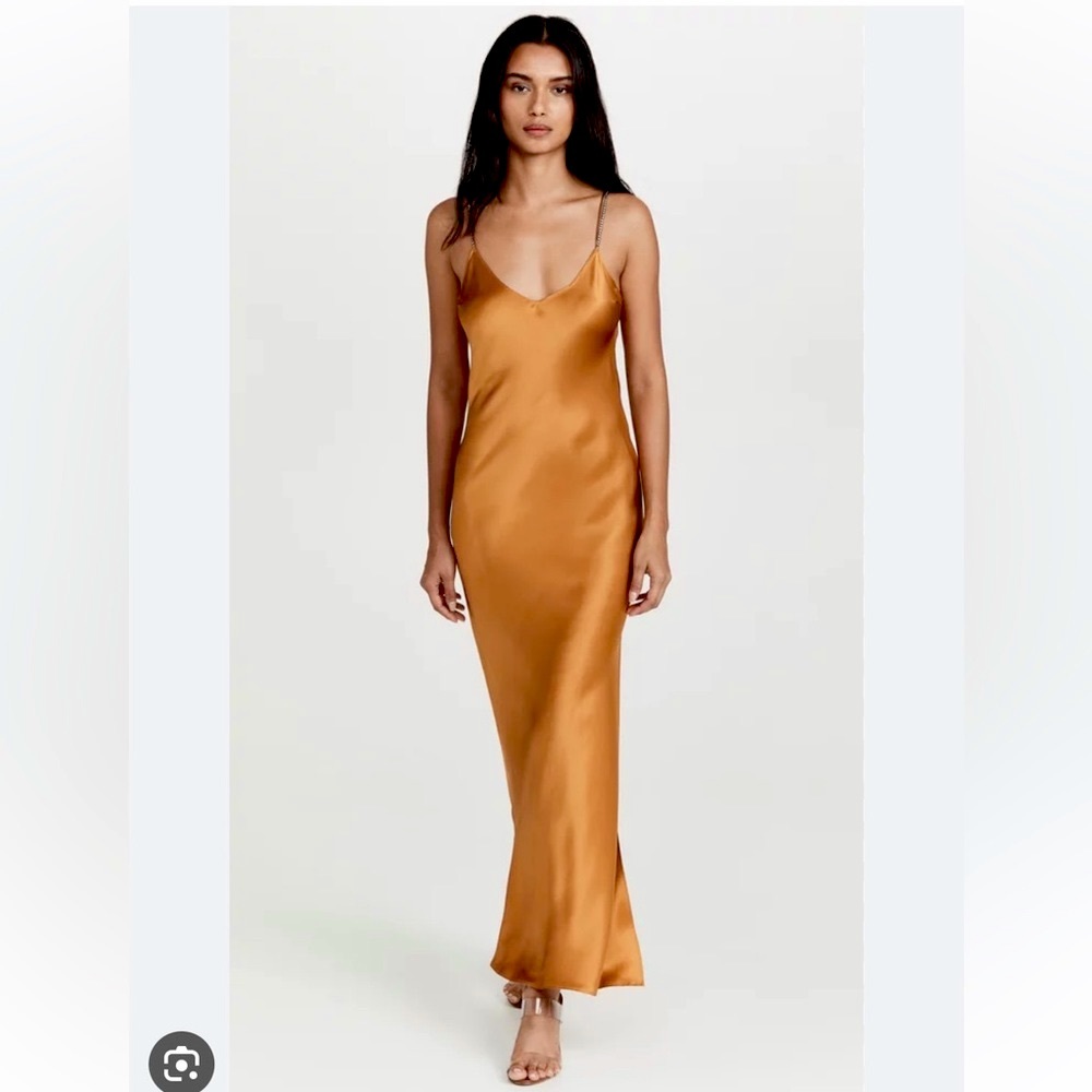 Dannijo Crystal Strap Slip Dress in Bronze - Size Small